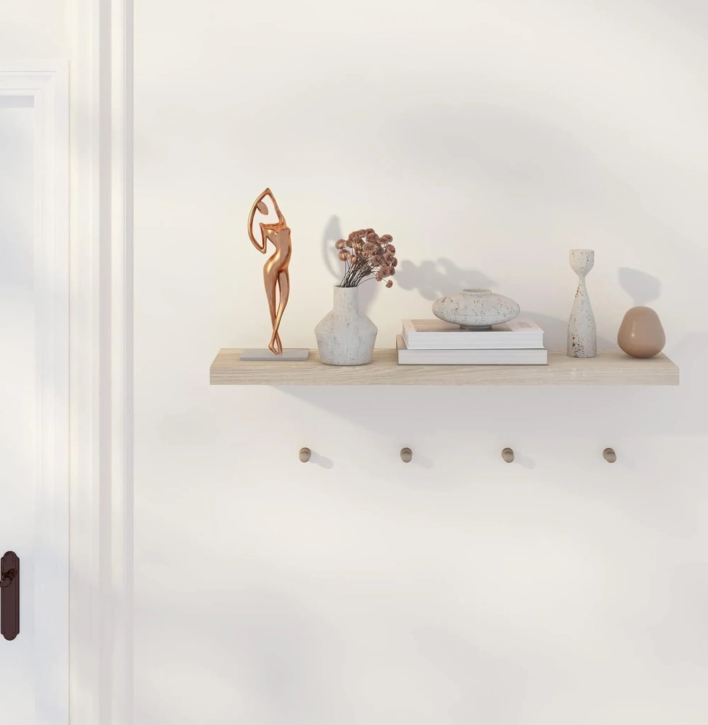 EUGAD Wandplank Zwevend – Voorzien Van Verborgen Metalen Bevestigingsbeugels En Voorgeboorde Gaten En Landelijke Fineerlaag – Voor Woonkamer En Keuken – Grijs Mdf-hout – 60 x 23 x 3,8 cm