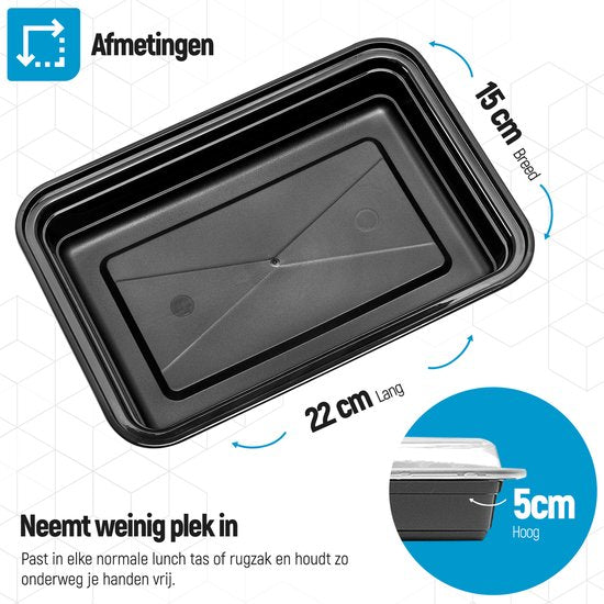 Fitcrafters Meal Prep Bakjes - Vershoudbakjes - Diepvriesbakjes - 20 Stuks - 1 Compartiment - 1L - BPA vrij