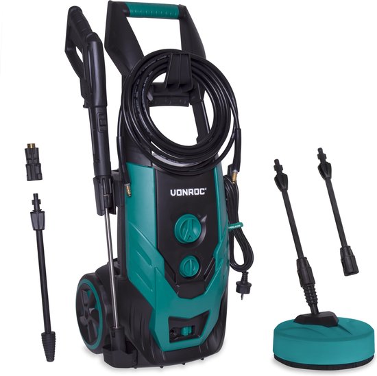 VONROC Hogedrukreiniger – Incl. Accessoires & Reinigingstank – 170 bar, 450 l/h – 2200 W – Zwart