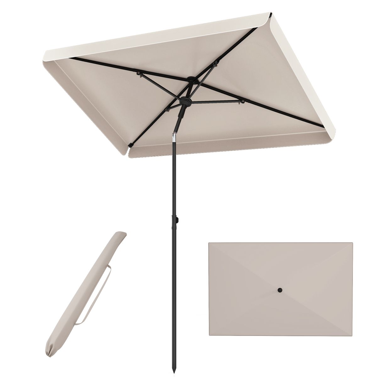 Coast Balkonparasol - rechthoekig - kantelbaar 30° - 200 x 130 cm - beige