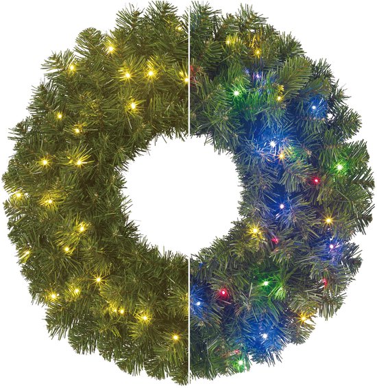 Black Box Trees Limber Kerstkrans - Kerstversiering met LED Verlichting voor Binnen en Buiten - Deurkrans voor Sfeervolle Voordeur - H15 x Ø60 cm van Kunststof - Groen