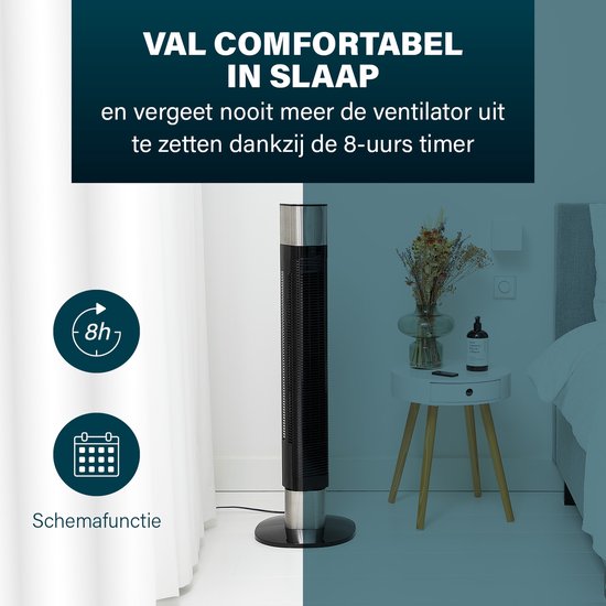 Slimme Torenventilator – Bladloos – Met App & Afstandsbediening – Timer – Energiezuinig – Princess 358280 – Zwart
