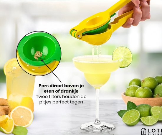 Loti Living Citruspers - Limoenpers - Handmatige Citroenpers - Lemon squeezer - Geel/Groen