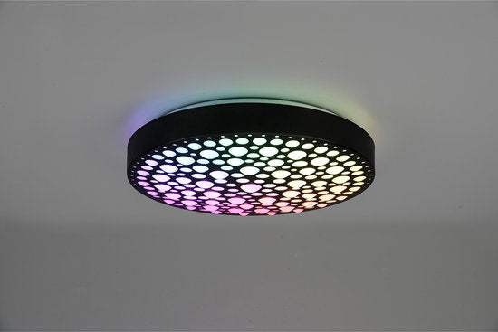Reality - LED Plafondlamp - Plafondverlichting - 22W - Aanpasbare Kleur - RGB - Afstandsbediening - Dimbaar - Rond - Zwart - Kunststof