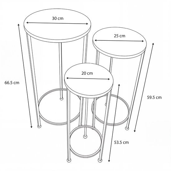 AXI Lola Mozaïek Plantentafel Rond Ster Grijs/bruin - Set 3 stuks – Bijzettafels - Diverse Afmetingen - Mozaïeklook – Ingelegd met keramische tegels – Voor binnen, tuin, terras en balkon