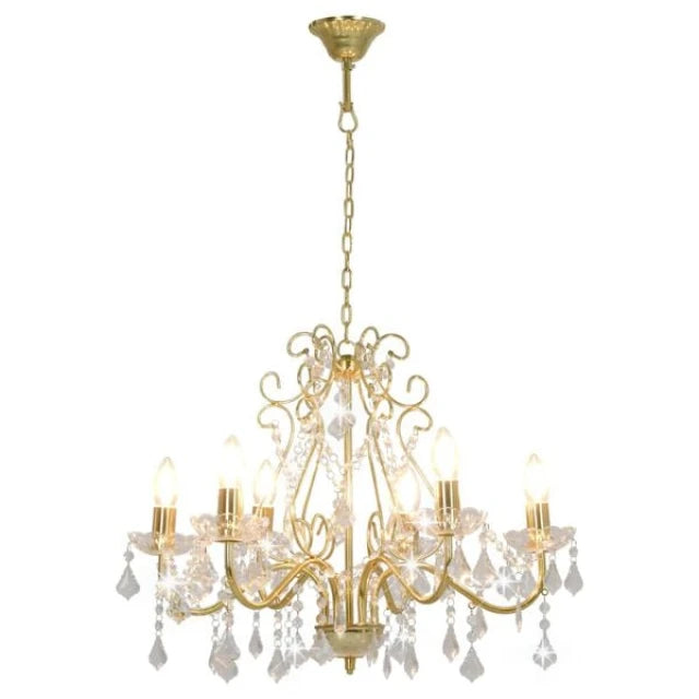 vidaXL Kristallen Kroonluchter Rond Goud - 6 Lichtpunten E14 - Ø60 x H44 cm