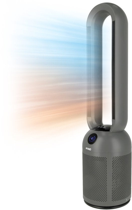 BREND BR-2243 Bladeless Fan Ventilatorkachel - 2200 Watt - Bladloos - LED-Display - Timer - Oscillatie - Veilig voor Kinderen en Huisdieren - Donkergrijs