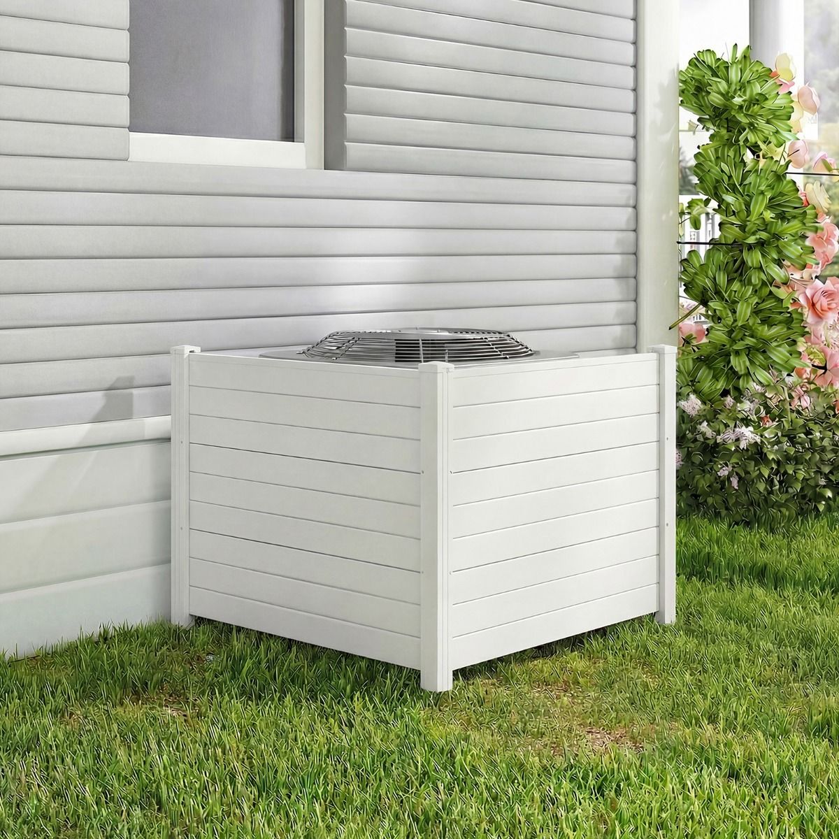 Coast Tuinhek met Privacy - 2 Panelen - Weerbestendig Lamellenhek - 3 Metalen Palen - Wit/Zwart/Bruin