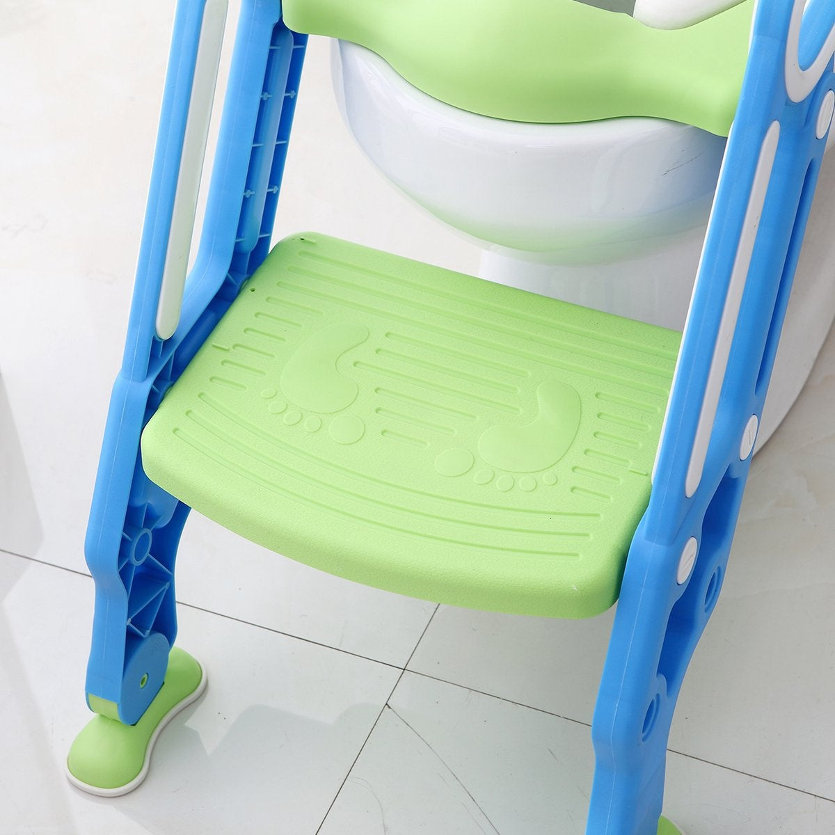 LifeGoods WC Verkleiner met Trapje - Toilettrainer met Opstapje - Potje peuter - 2 tot 7 Jaar - Groen/Blauw