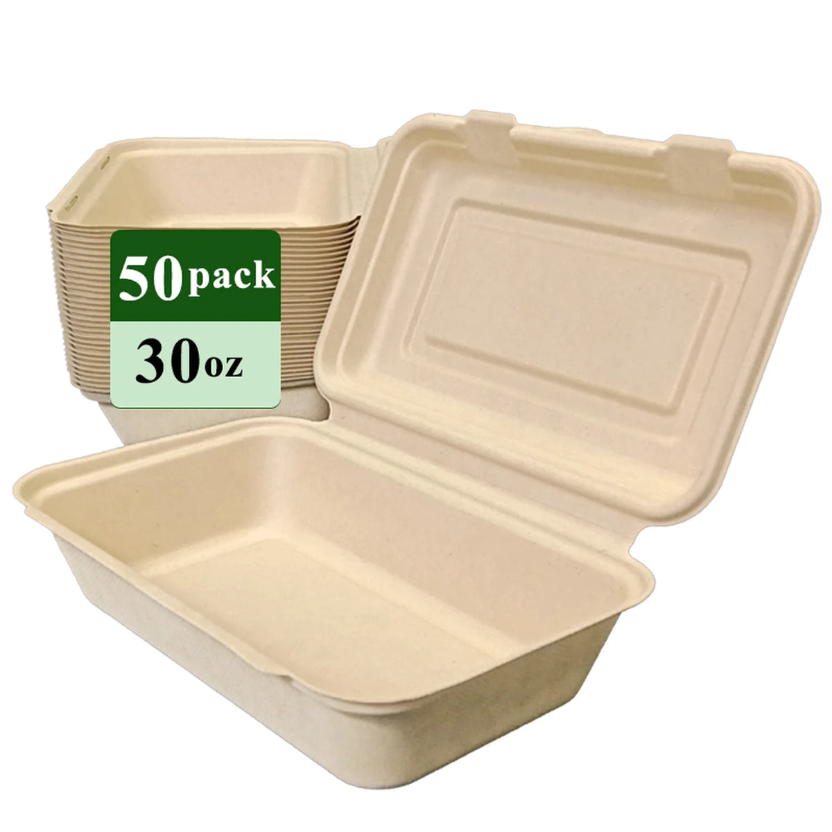 Rui Bamboo Menubakken met Scharnierdeksel - 887 ml - 50 Stuks - Wegwerp