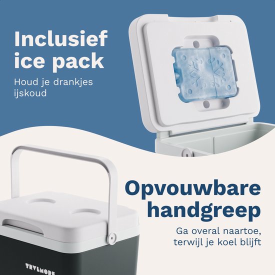 TRVLMORE Koelbox 14L - Frigobox - Inclusief Koelelement - Koelbox Klein - Antraciet
