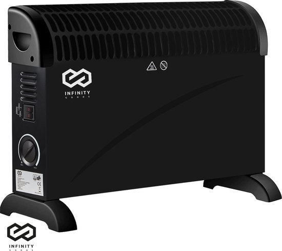 Infinity Goods Elektrische Convector Kachel - 750 / 1500 / 2000W - Verstelbare Thermostaat - Radiatorkachel - Oververhittingsbeveiliging - 35m² - Zwart