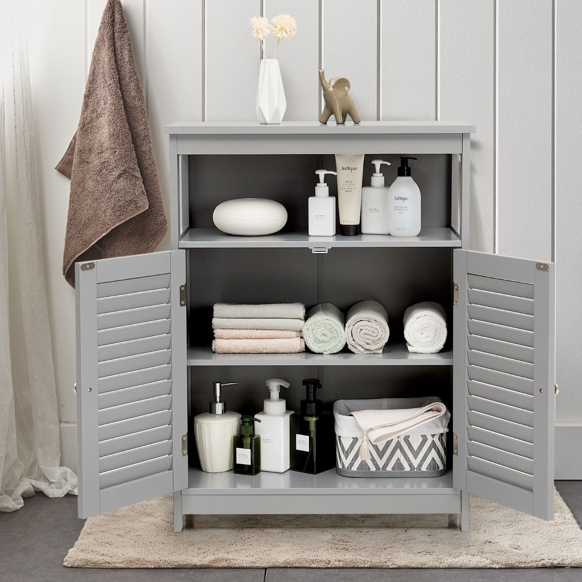 Coast Badkamerkast - Dubbele Deur - Open Plank - 60 x 30,5 x 80 cm - Grijs