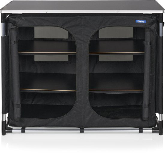 Outdoor Camping Keuken – Campingkast - Buitenkeuken – 6 Secties – Aluminium Frame – Verstelbare Poten – Grijs - Tristar KI-0769