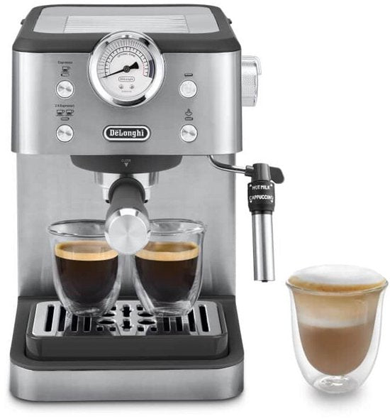De'Longhi Classic EM450.M – Pistonmachine - Handmatige Espresso & Cappuccino - Volledig RVS Behuizing - Zilver