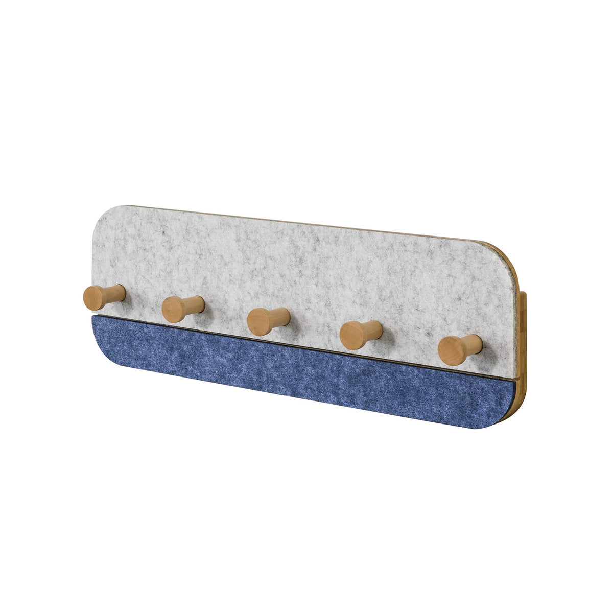 SoBuy Wandkapstok met 5 Haken - Bamboe en Vilt - 55x3x19cm
