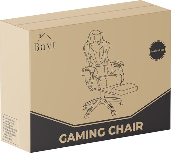 Bayt Gamestoel - Gaming chair - Gamingstoel - Comfort gamer stoel - Zwart en Donkerblauw