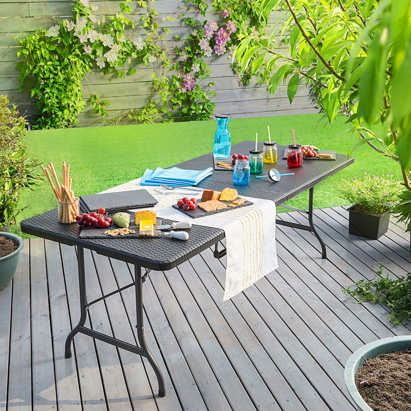 Casaria Tuintafel Opvouwbaar met Draaggreep 180x75 cm Zwart