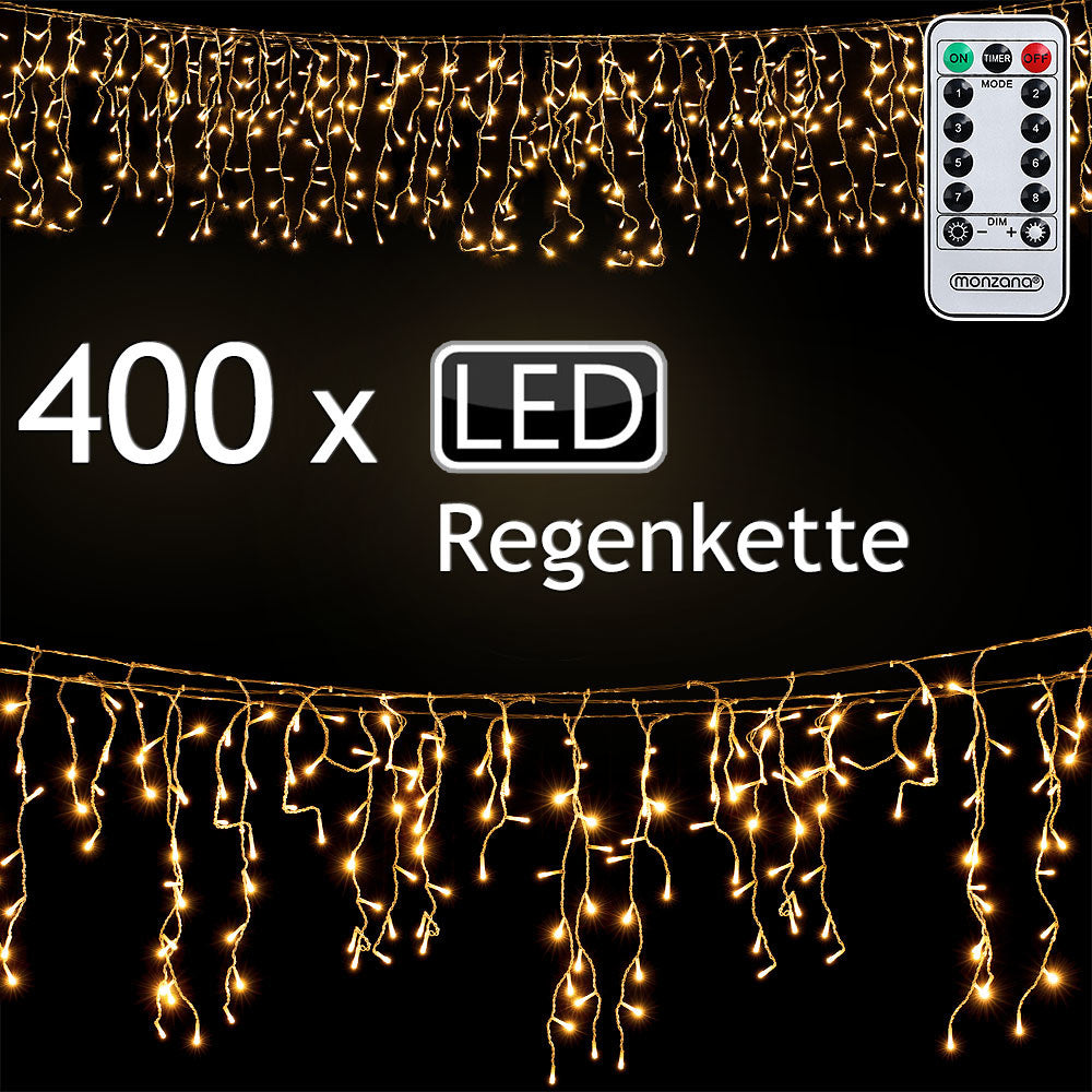 Monzana Ijspegel Verlichting - 10m met 400LED's - Warmwit