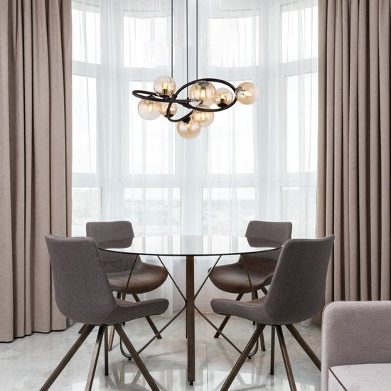 Globo - hanglamp - Tuberius - messing zwart - glas metaal - Ø 65cm - G9 - 56141-8H