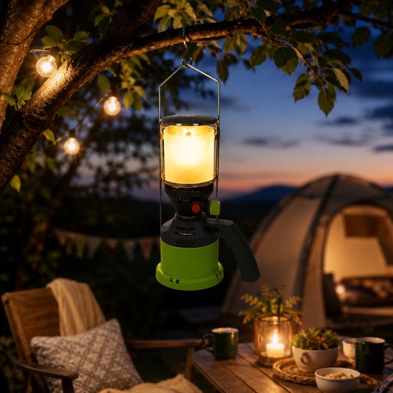 Kinzo Gaslamp – Campinglamp op Gas – Met Piezo Ontsteking en Handvat – Inclusief 3 Gaskousjes – 500W