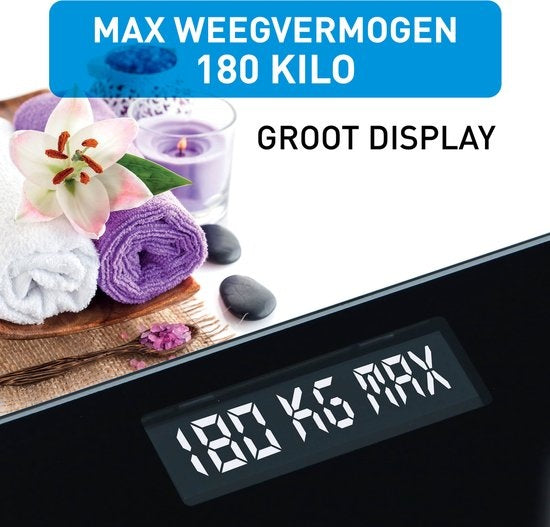 Grundig Weegschaal - Digitale Personenweegschaal - 50 Gram Nauwkeurig - 2 tot 180 Kilo - Zwart