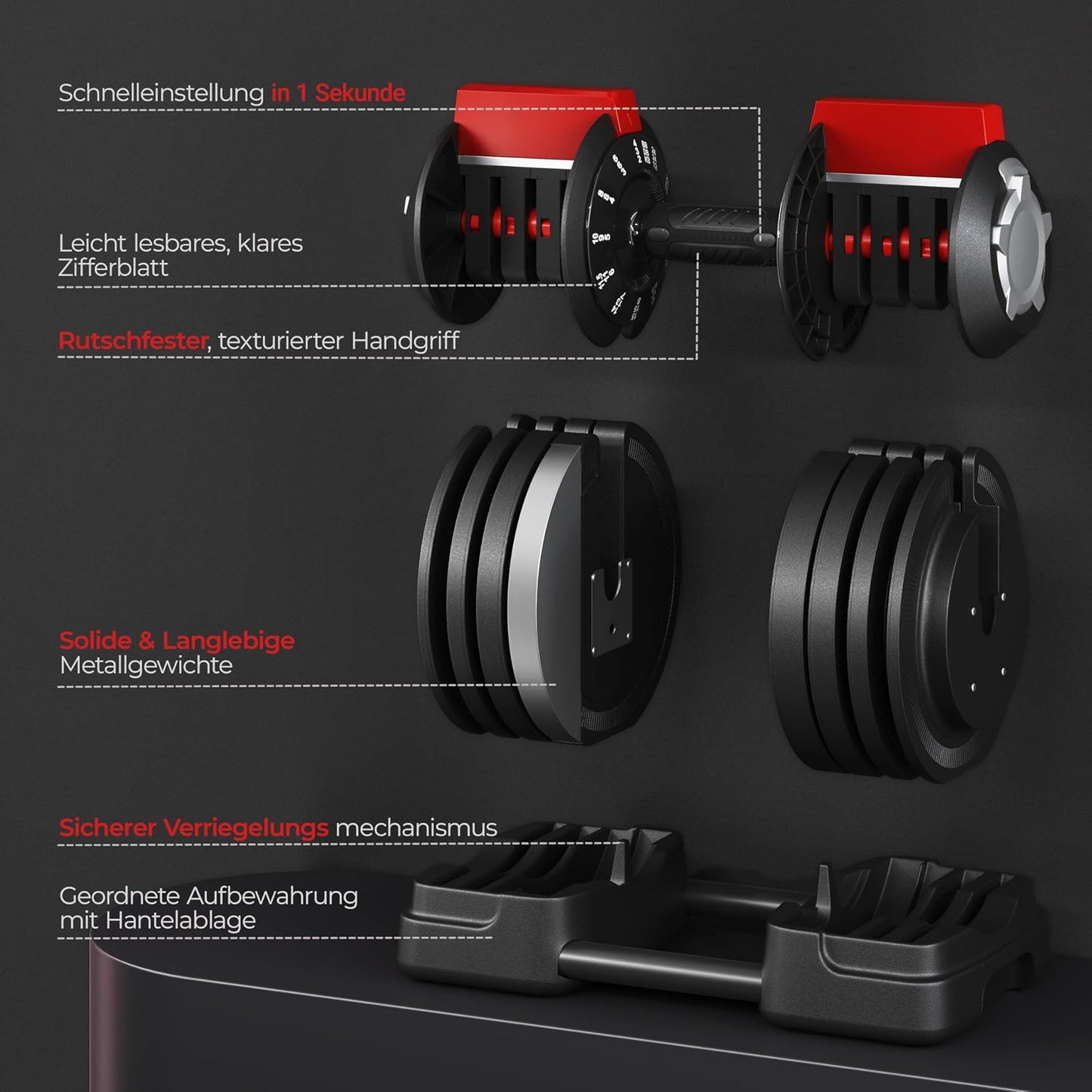 Yaheetech Verstelbare Halterset - 18/24/40 kg - 3-in-1 - 12 Gewichtsstanden - Korte Halter, Kettlebell en Lange Halter