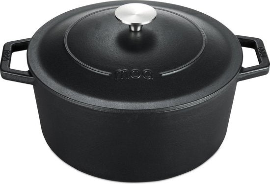 MOA Braadpan - Gietijzer - Inhoud 5,7 liter - 26CM - Rond - Alle warmtebronnen - Ook voor inductie - Gewicht 5,8 kg - Zwart - C26B