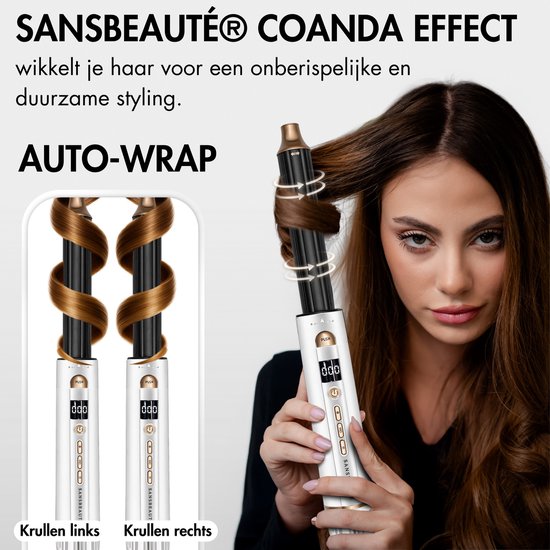 Sansbeauté® 8-in-1 Airstyler met Diffuser - Multistyler - Fohnborstel Kort Haar - Föhnborstel - Haarstyler - Haardroger - Warmteborstel - Krulborstel - Krultang - Stijlborstel - Roterende Kabel