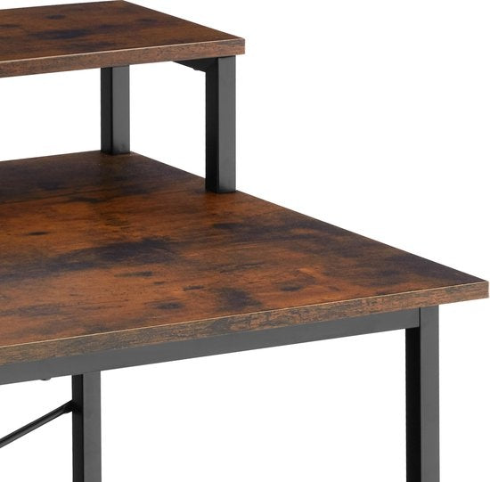 tectake® - Bureau Everett - 80 cm breed - met plank en organizer - computertafel - donkerbruin - 404662
