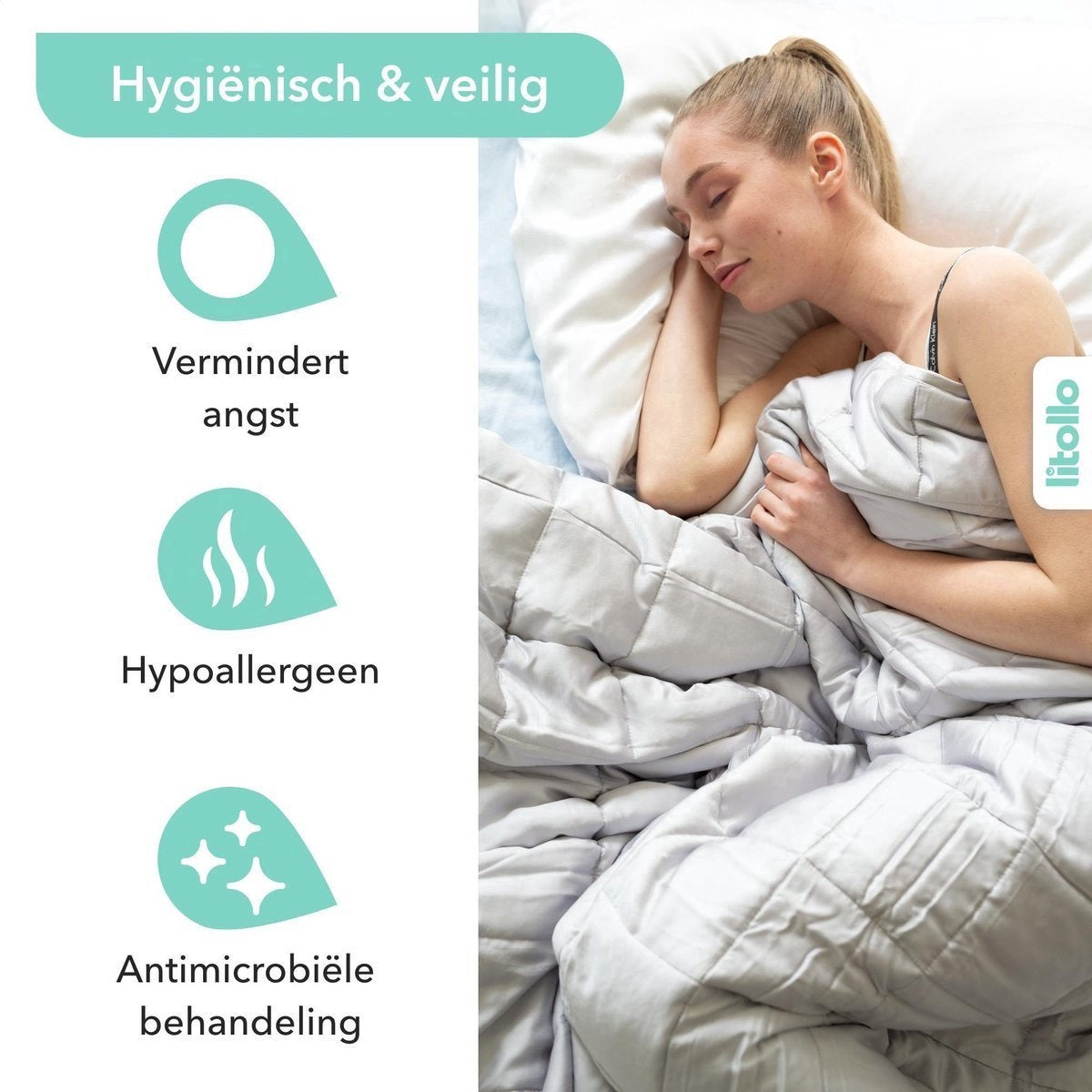 Litollo Verzwaringsdeken 10 kg met buitenhoes sterpatroon - Weighted Blanket - Duurzaam Bamboe Materiaal - Grijs - 150x200cm