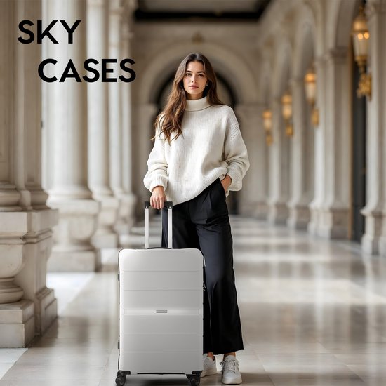 SC Urban Adventurer - Handbagage Koffer - Cijferslot - 44L - Spinner wielen - Reiskoffer met Kofferslot - Lichtgewicht Trolley - Wit