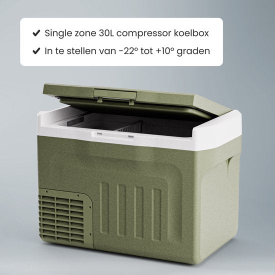 Auronic Elektrische Koelbox - Compressor - 30L - 12V en 240 volt - Camping Koelkast - Frigobox Auto - Groen