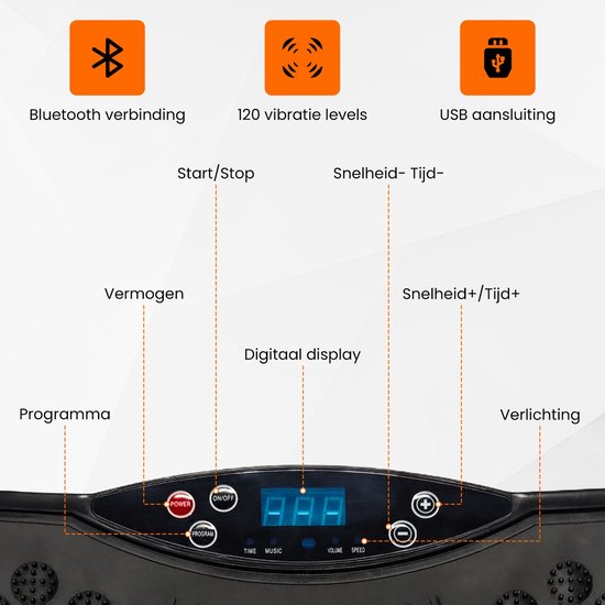 Fitby Trilplaat - Trilplaat Fitness - Powerplate - Inc. weerstandbanden en handvatten - Met Afstandsbediening - 3 Trainingsstanden - 120 Snelheidsniveaus - Zwart
