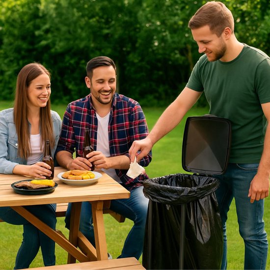 Camp Active Camping Vuilniszakhouder – Opvouwbare Houder voor GFT of Tuinafvalzakken – Geschikt voor ca. 60L Vuilniszakken – Lichtgewicht en Stevig – 34x29x69 cm