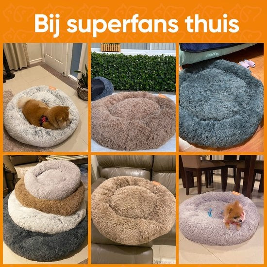 Happysnoots Donut Hondenmand 120cm - Extra Groot - Fluffy - Luxe Hondenbed - Dog Bed - Wasbaar - Grijs