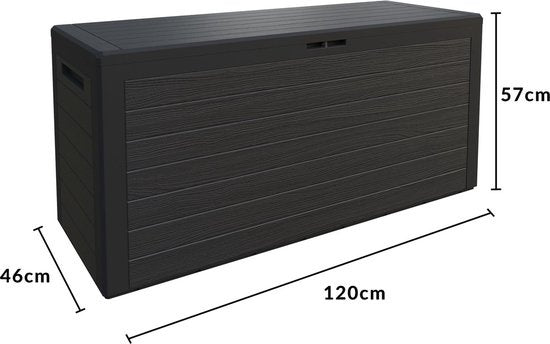 Deuba Opbergbox Antraciet 120 x 46 x 57cm - Buiten - Geschikt voor terras, balkon en tuin