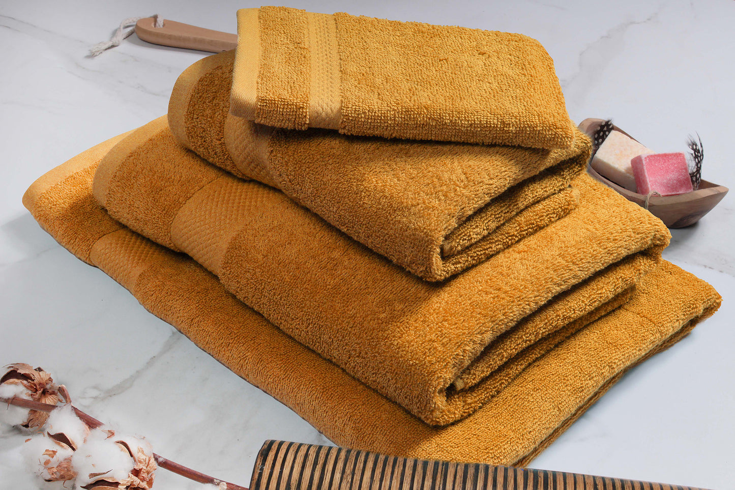 Doubledry Hotel Collectie Handdoek Set – 3 stuks – 50x100 cm – Okergeel