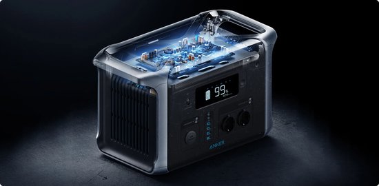 Anker 757 Portable Power Station, PowerHouse 1229Wh-LiFePO₄-accu, 1500W-zonnegenerator met 6 AC-uitgangen (optioneel zonnepaneel), 2 USB-C-poorten (max. 100 W), ledlicht voor kamperen of stroomuitval