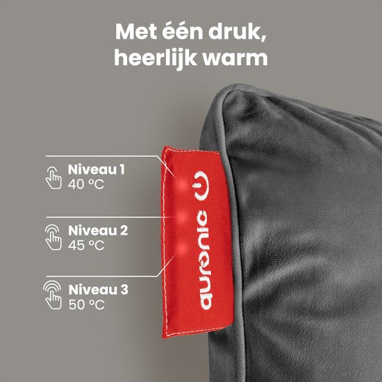 Auronic Warmtekussen - Velvet - 45x60 - Draadloos - Oplaadbaar - Elektrisch kussen - Infrarood - Grijs