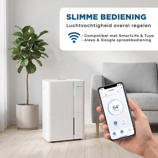 Luchtontvochtiger Aironex 30L - Ontvochtigt 30 liter per dag - Geschikt voor kelder, woonkamer, slaapkamer en badkamer - Vochtvreter - Luchtontvochtiger en Luchtreiniger - Luchtontvochtiger slaapkamer - Wit - Dehumidifier