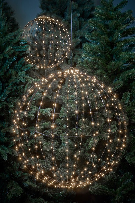 Luca Lighting Kerstverlichting Bal met Klassiek Witte LED Lampjes - Zilver - Ø60 cm