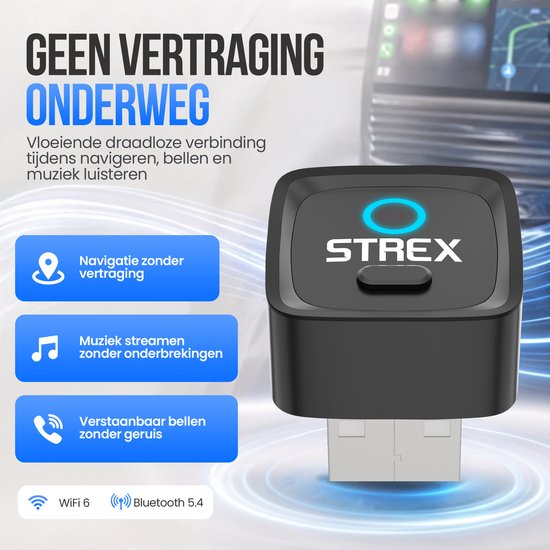 Strex Draadloze Adapter Geschikt voor Apple CarPlay & Android Auto - Wireless Dongle - USB-A en USB-C - Plug and Play