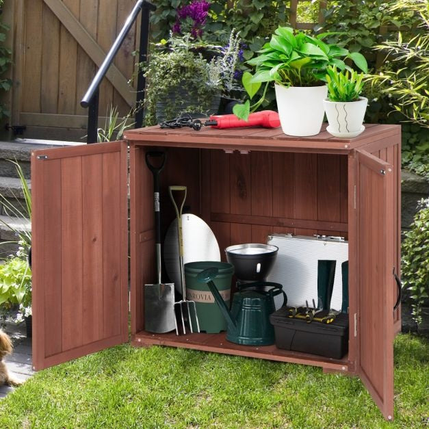 Coast Tuinbox - Opbergbox voor Tuin - Incl Dubbele Deuren - Bruin - 77 x 56 x 72 cm