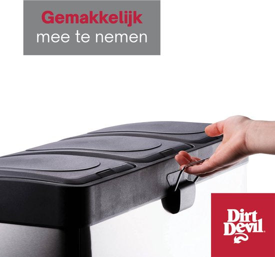 Dirt Devil - Pedaalemmer - 3x 15L - Prullenbak Afvalscheiding - RVS - Zilver