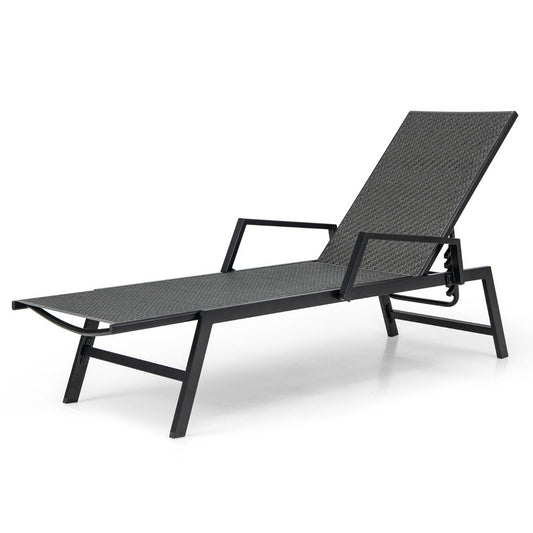 Coast Rotan Ligstoel - 5 standen verstelbare rugleuning - Met armleuningen - Bruin en zwart
