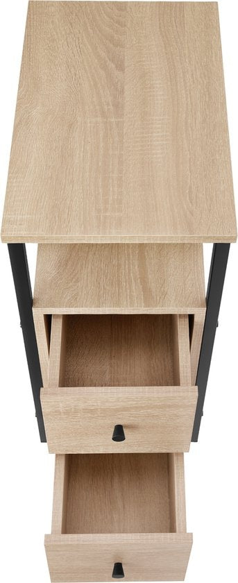 tectake - Nachtkastje bijzettafel Tullamore - 49,5x30x61,5cm - industrieel - lichtbruin - 404729