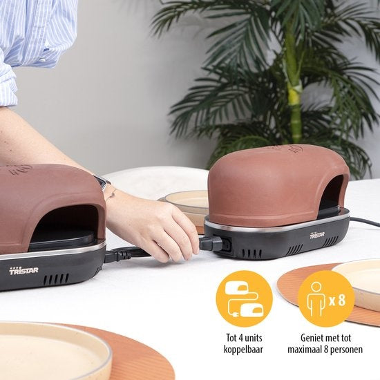 Tristar Pizza Festa Gourmet Connect PZ-9162 - Pizzaoven en Pizzamaker - Gourmetstel voor pizza's - Uitbreidbaar en koppelbaar voor maximaal 8 personen - Set 4 Personen