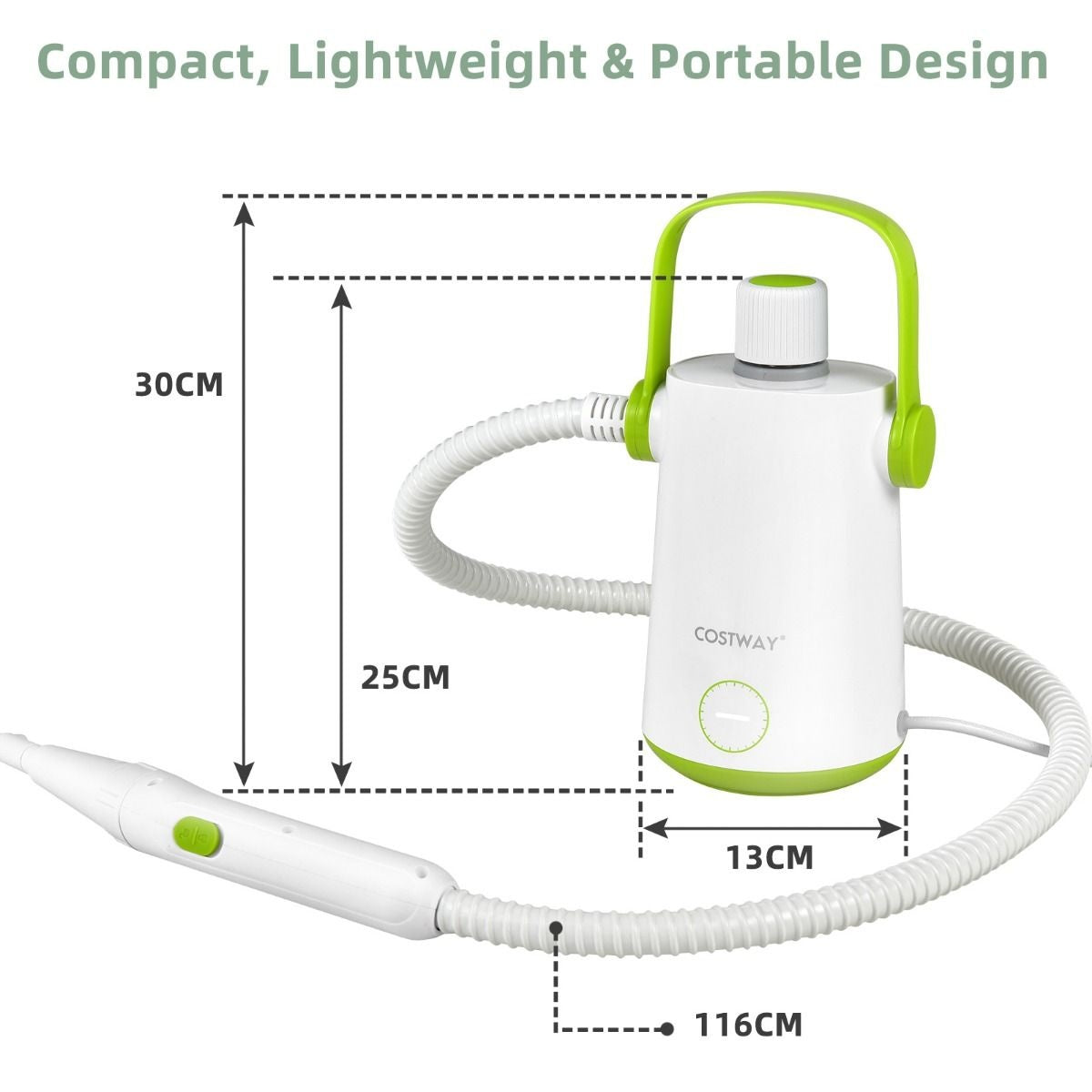 Coast Handstoomreiniger 1000W - 300ml Watercapaciteit en 10 Accessoires - Groen/Wit