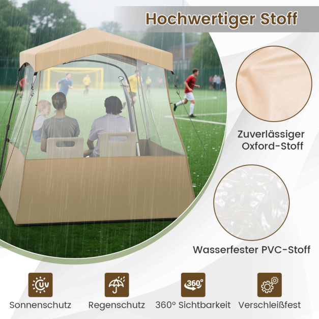 Coast Transparante Pop-Up Sporttent – Outdoor Tent 160 x 160 x 176 cm – Bruin